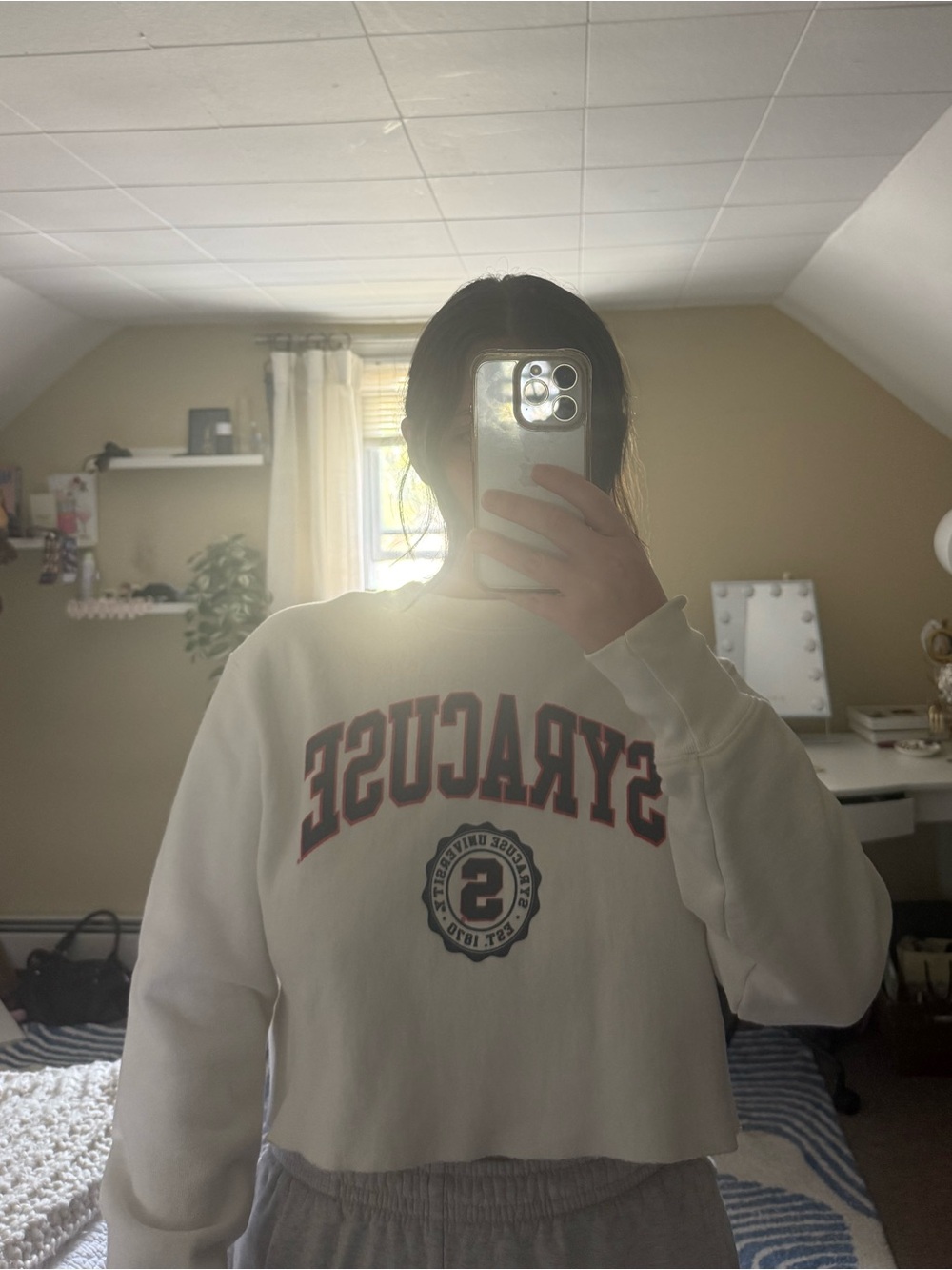 Champion White Syracuse Crewneck Sweatshirt